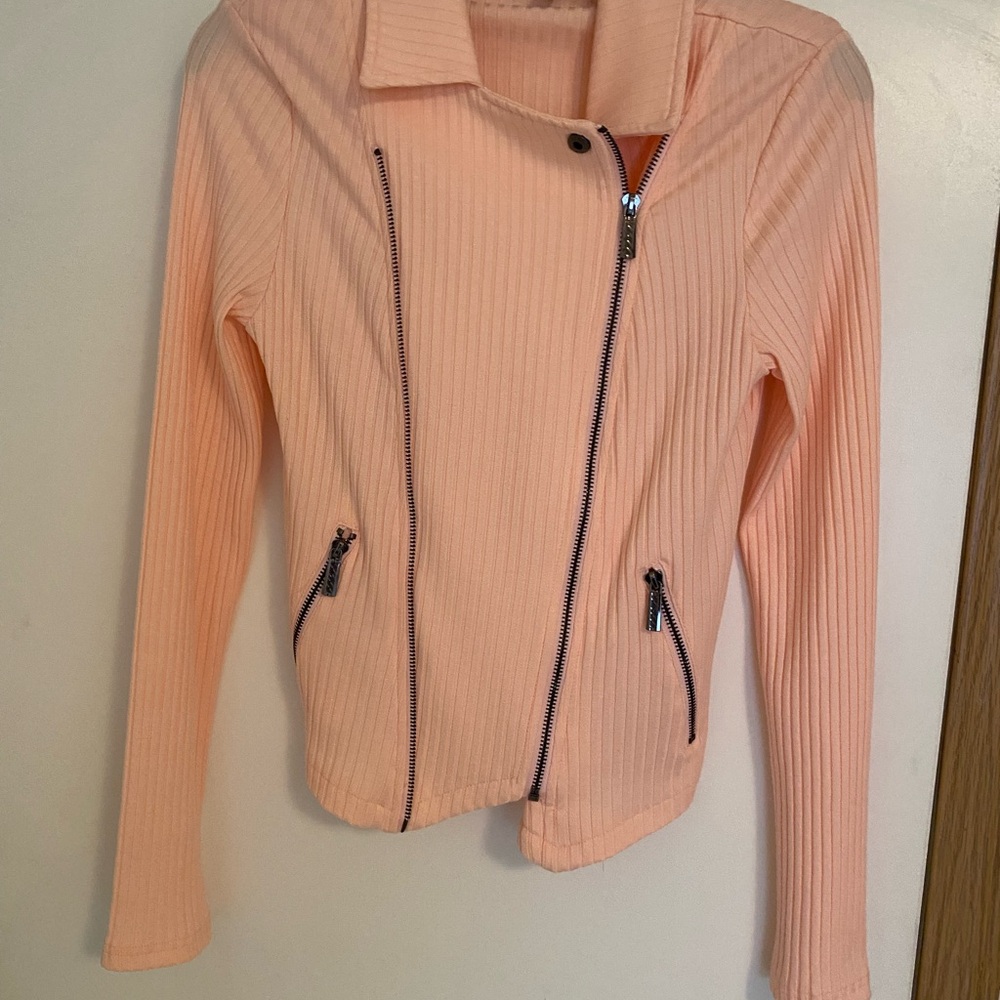 Fashion Nova Light Pink Ribbed Jacket